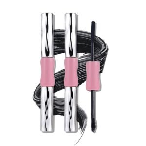 2-in-1 Double Ended Curling Mascara,Volumizing Lengthening Black Mascara Washable Metal Wand Clump-Free for Dramatic Lashes Natural Thick Eyelashes 2Pcs