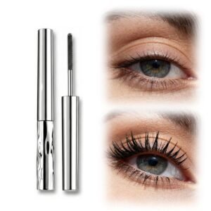New Metal Wand Mascara, Tubular Eyelash Primer Waterproof Long Curling Iron Wand Mascara, Brushless Mascaras for Natural and Non-smudged Eyelash (Black)
