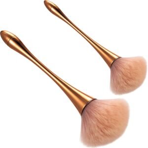Boao 2 Pcs Large Fluffy Makeup Brushes Soft Bronzer Powder Brush for Coverage Loose Blending Buffing Nail Foundation(Rose Gold)