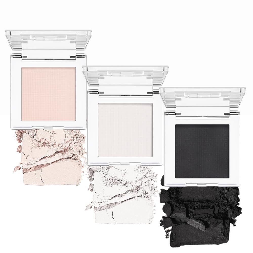 White Black Pink Matte Eyeshadow Palette 3 pics set – Long-Lasting & Highly Pigmented, Vegan & Cruelty-Free