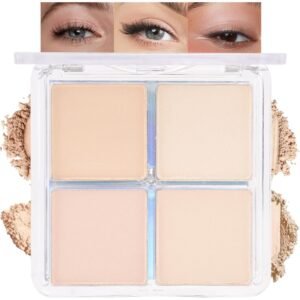 4 Colors Light Beige Nude Pink Ivory White Eye Shadow Powder Palette Makeup, Neutral Matte Shimmer Quad Eyeshadow Palette for Women Highly Pigmented Waterproof, paleta de sombras de ojos, Vegan