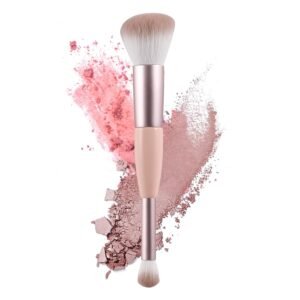 Dual-Ended Blush Brush for Cheeks, Premium Soft Make Up Brushes for Seamless Blending, Versatile Kabuki Brush for Powder Bronzer & Contouring