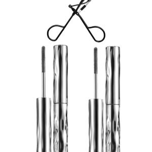 Iron Wand Mascara – Telescopic Tubing Mascara, Liquid Lash Extensions Effect, Waterproof & Long-Lasting, No Flaking, No Clumping,  Curling Wand for Bold, Defined Lashes (2 Black + Eyelash curler)