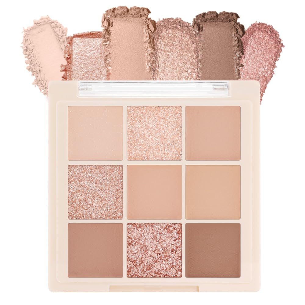 Nude Pink Beige Eyeshadow Palette,Natural Eye Shadow Make Up Pallets for Women,Neutral Small Cream Light Colors Eyeshadow Palette Long Lasting Naturing-Looking,Vegan