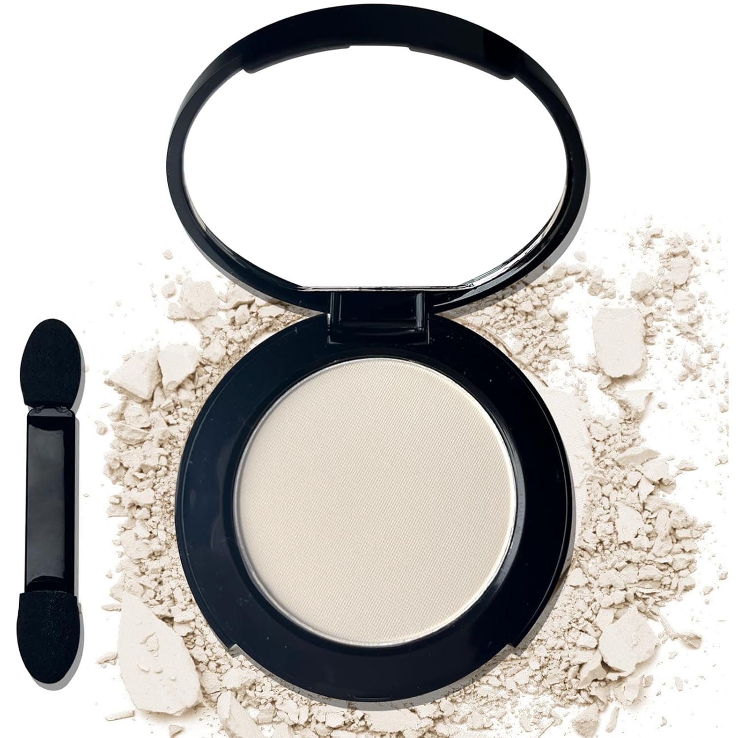 Off White Single Eyeshadow with Mirror,Beige Matte Eye Shadow for Halloween Makeup,Pressed Powder Eyeshadow,Matte Shade Eyelid Color Eye Makeup,High Pigment,Long Wear,Waterproof
