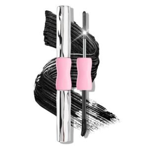 2-in-1 Double Ended Metal Mascara, Volumizing Lengthening Clump-Free Black Mascara, Waterproof Formula for Dramatic Lashes, Curling, Washable Eyelash Makeup, 1pcs