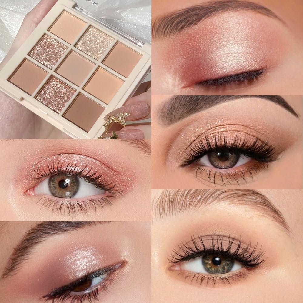 Nude Pink Beige Eyeshadow Palette,Natural Eye Shadow Make Up Pallets for Women,Neutral Small Cream Light Colors Eyeshadow Palette Long Lasting Naturing-Looking,Vegan - Image 2