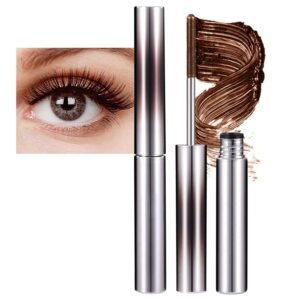 Brown Iron Wand Mascara, Waterproof Metal Wand Mascara, Long Lasting, Smudge Proof,  Curling Iron Non-Clumping, No Flaking, Lengthening and Volumizing Lash Extensions for Women