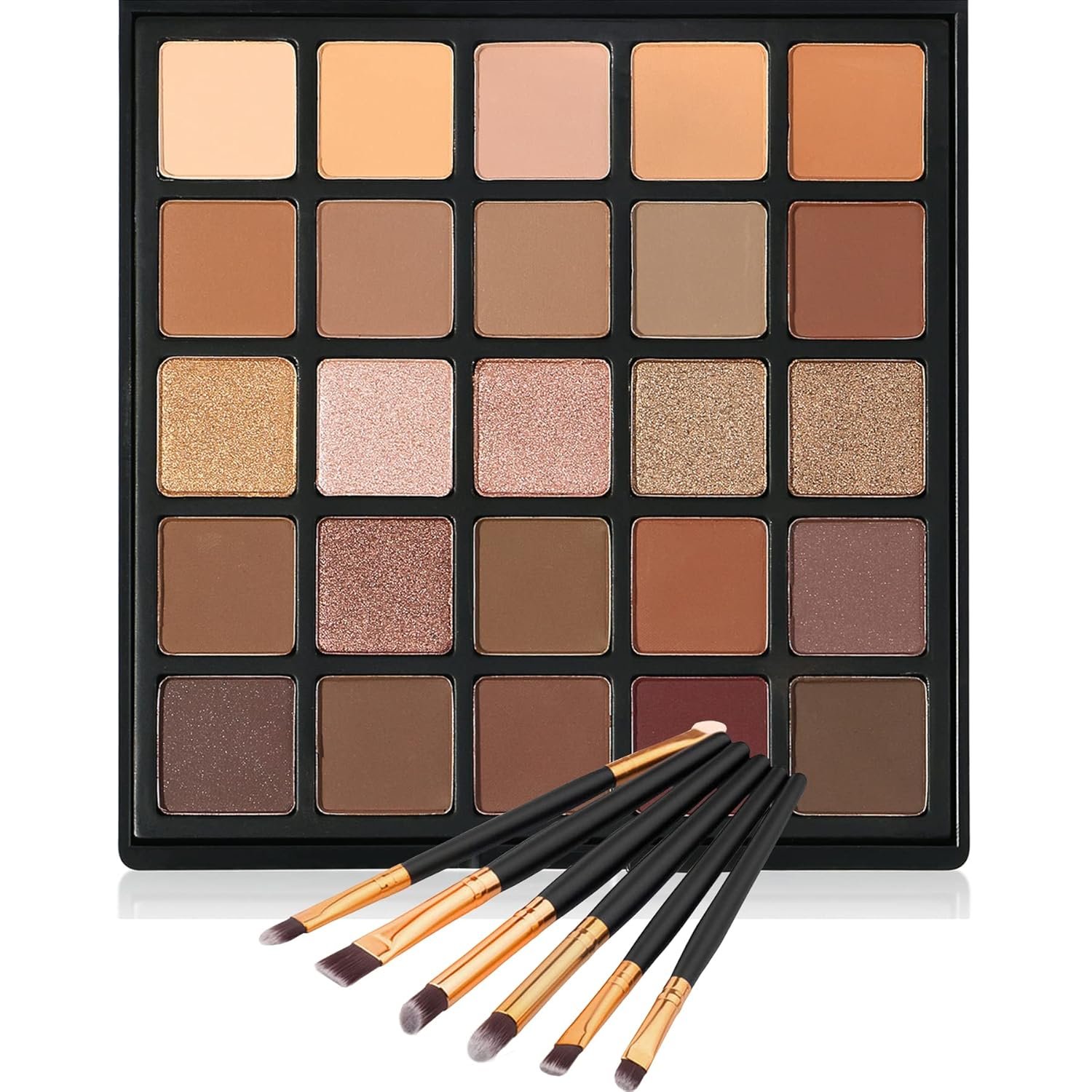 Nude Neutral Eyeshadow Palette, Matte and Shimmer Eye Shadows Long Lasting Blendable Eyeshadow with Makeup Brushes Set Warm Brown Waterproof High Pigment Powder Pallet