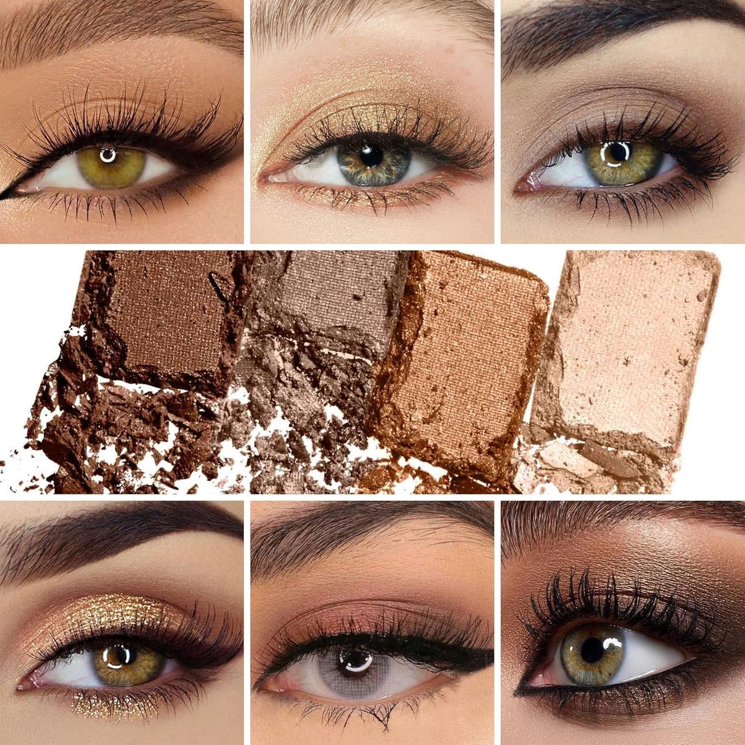 Nude Neutral Eyeshadow Palette, Matte and Shimmer Eye Shadows Long Lasting Blendable Eyeshadow with Makeup Brushes Set Warm Brown Waterproof High Pigment Powder Pallet - Image 2